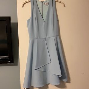 Adelyn Rae light blue asymetrical crepe dress